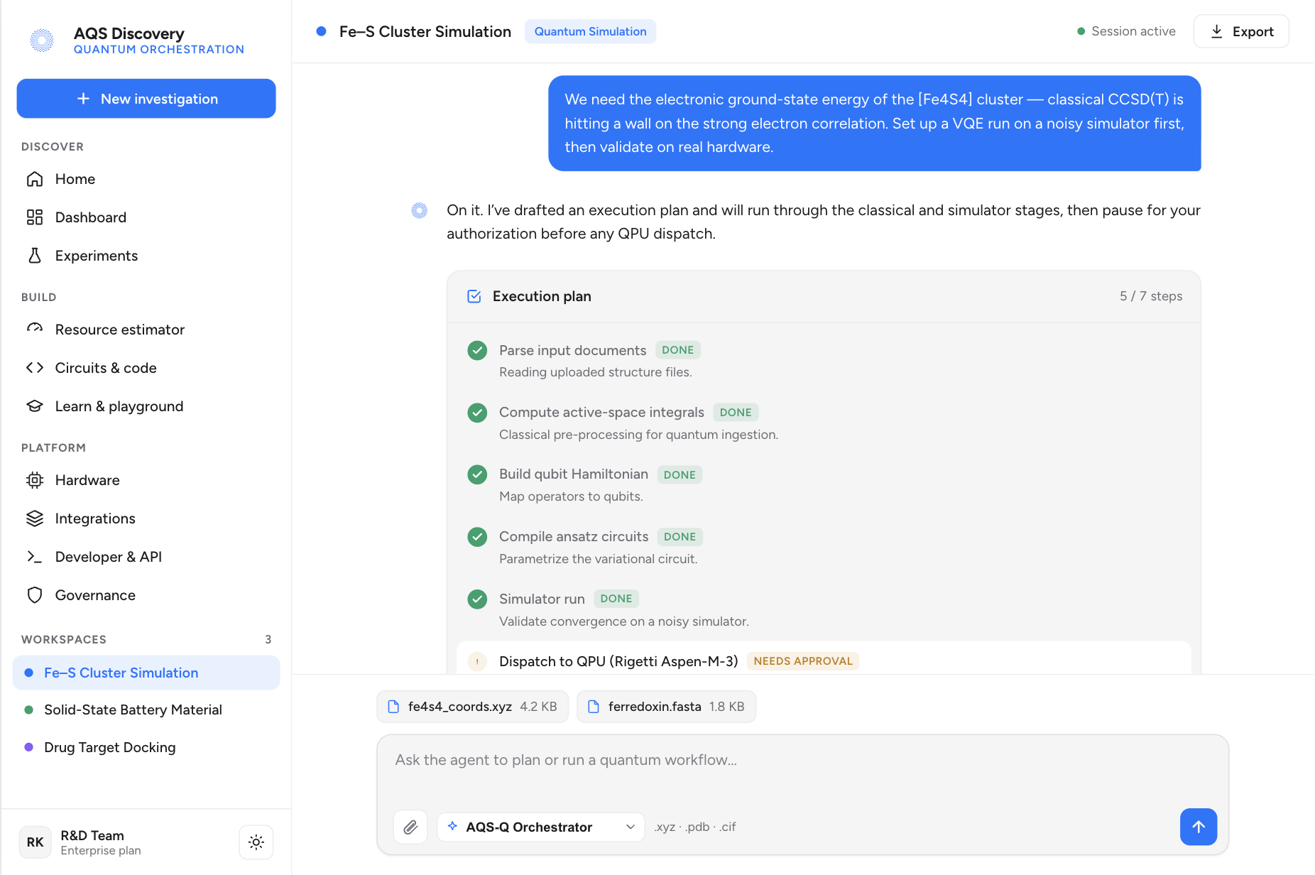 Execution plan with human approval gate